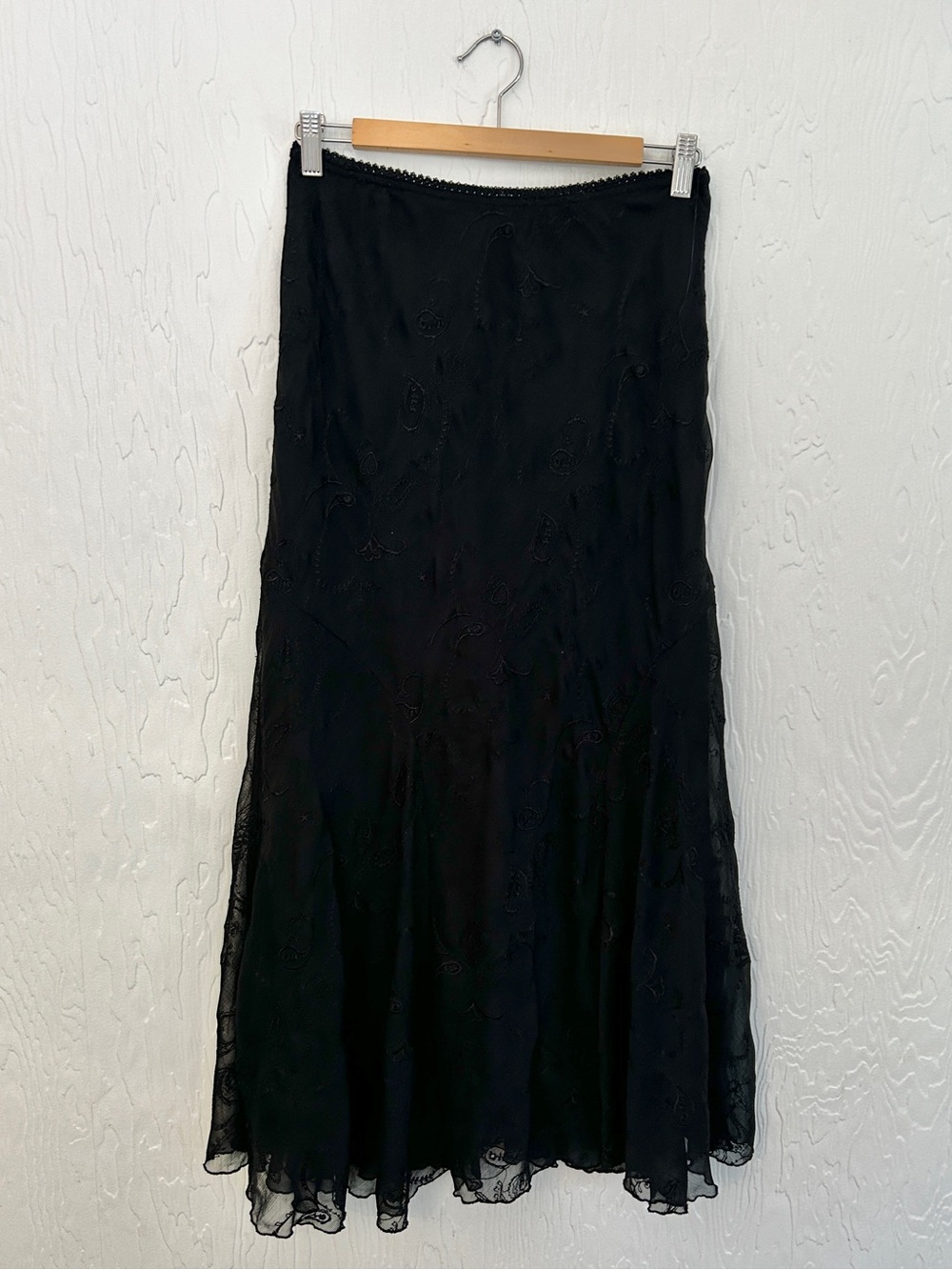 VintageY2KJessica Black Embroidered Maxi Skirt Small Whimsygoth MagicWitch Fairy